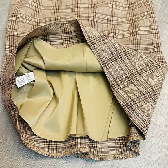 BCBG Max Aria Plaid Pencil Skirt Sz 4 Office Siren Light Acadamia Linen Blend - Picture 3 of 6